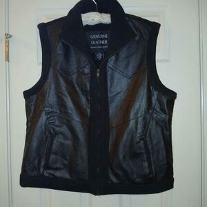 Black Leather Vest, Size 2X  Unisex. (#R-2X)